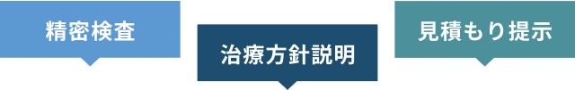 精密検査 / 治療方針説明 / 見積もり提示